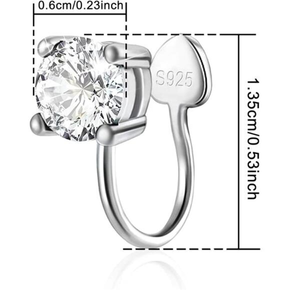 Sterling Silver CZ Ear Cuffs • Hypoallergenic • Non-Piercing - Picture 6 of 7